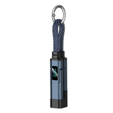 (Blue) Brelok 4 w 1, 65 W, USB-C, pleciony, nylonowy, wielożyłowy kabel, wyświetlacz LED, Lightning, USB-C, USB-A