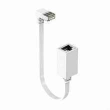 (White) Cavo di prolunga Ethernet Cat7 da 15 cm, 10 Gbps, connettore RJ45 MF con adattatore ad angolo retto a 90.