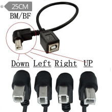 (Down) Kabel USB 2.0 typu B do drukarki, męski i żeński, przedłużacz, krótki, 90, 4-drożny, wielokolorowy