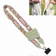 (B) Clip and Go Phone Strap with Zippered Pouch Crossbody Wallet