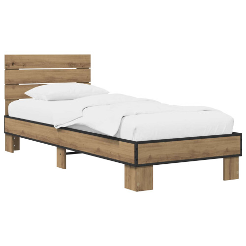 VidaXL vidaXL Bed Frame with Headboard Artisan Oak 80 x 200 cm