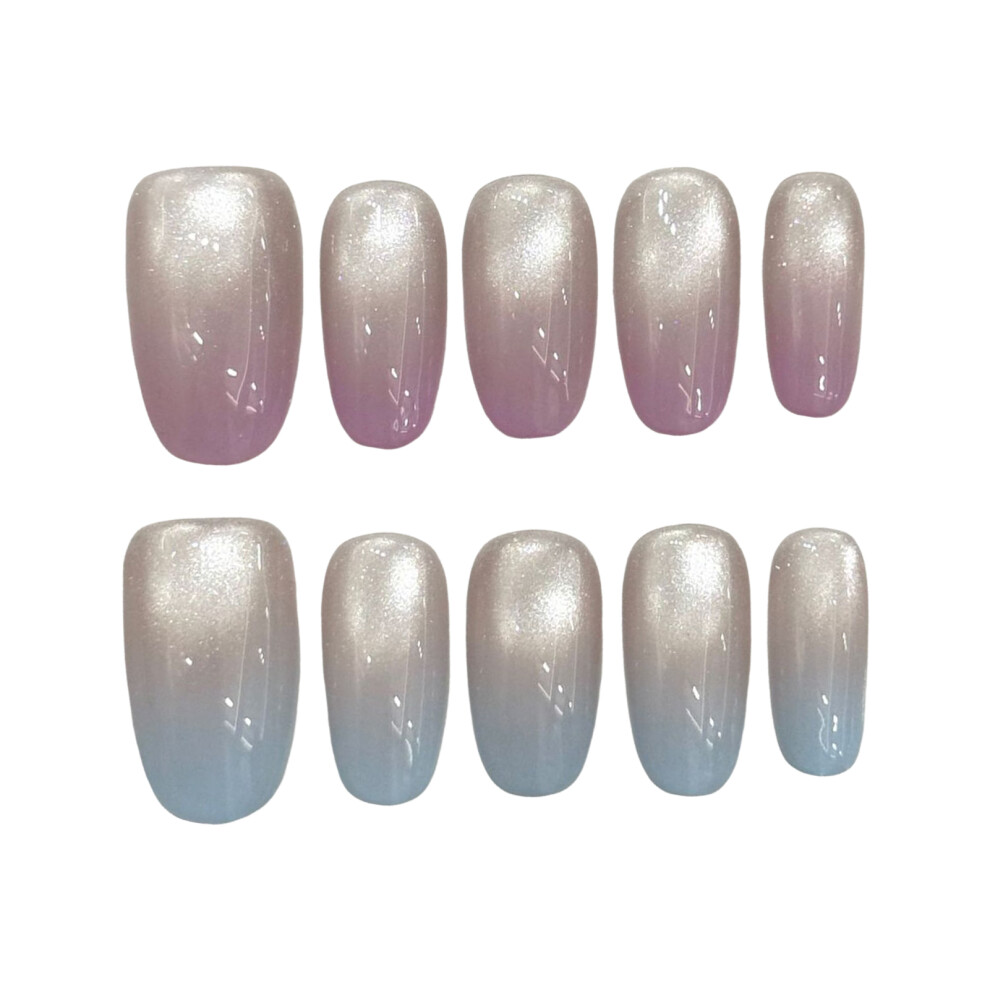 Penghui-Toys (Xs) 10Pcs Simple Style Gradient Press On Nails With Zero Pressure On The Nail Bed Design For Shopping Traveling Dating