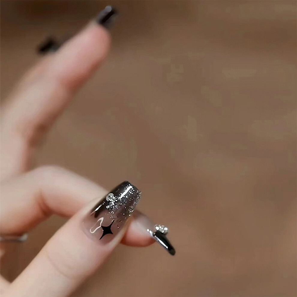 Zhouq-Outdoors (Jelly Glue Model) Elegant Rhinestone Fake Nails For Office
