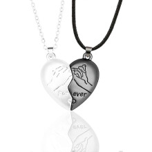(heart black and white) Pinky Promise koppelkettingen, magnetische hartenhanger van gepolijst legering, voor valentijnsdag en jubilea