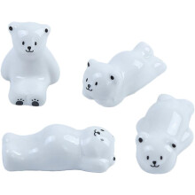 Ursuleț alb cu design neted și ușor de curățat, suport ceramic pentru bețișoare cu 4 bucăți