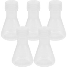 5 buc baloane conice din plastic de 50 ml cu capace, set de baloane Erlenmeyer pentru laborator de chimie