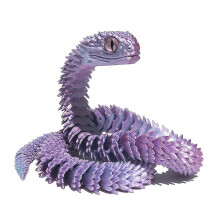 (Light Purple, 30cm) Tvarovaná hadia figúrka, 3D tlačená PLA, pohyblivé kĺby, dekorácia na pracovnú plochu a policu, vzdelávacia hračka