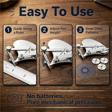 Vintage Precision Dotting Pen Set Mechanical Gear Train Ruling Pen with 4 Dotting Wheels for Architects Designers B