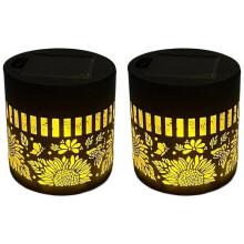 2PCS Decorative Solar Sunflower Lights Solar Powered Outdoor Deck Step Wall Lights LED Fence Light for Garden Post Patio