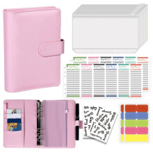 A6 Binder Refillable Planner Notebook PU Leather Binder Journal with Pockets, Dividers, Refill Paper