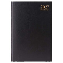2027 A4 Diary Hardback Week to View 3185 - Black