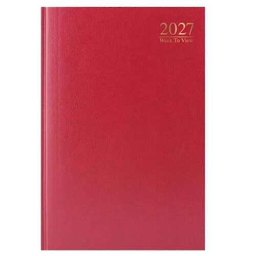 2027 A4 Diary Hardback Week to View 3185 - Red