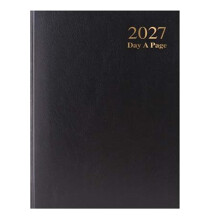 2027 A5 Diary Hardback Day a Page Split Sat/Sun 3182 - Black