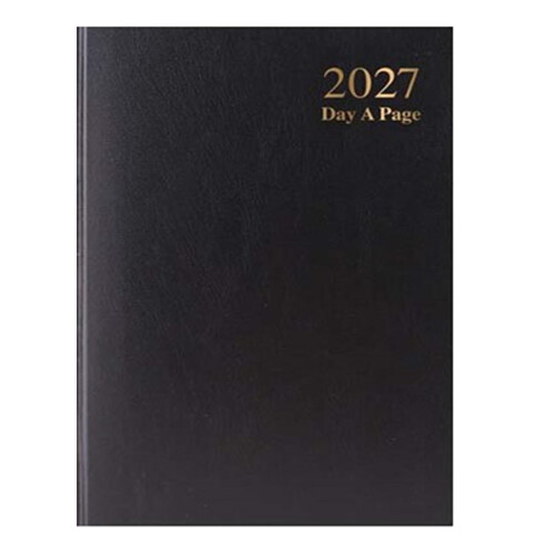 2027 A5 Diary Hardback Day a Page Split Sat/Sun 3182 - Black