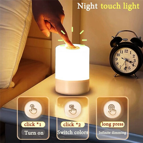 3 Color Stepless Dimming Light USB Night Light 4800mAh Rechargeable Touch Control Eye Caring Night Light