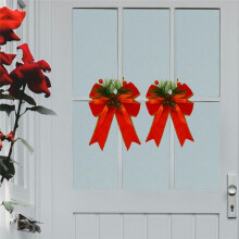 12PCS Christmas Black White Bow with Pine Cones Pine Needles Xmas Checkered Ribbon Bow Christmas Tree Decoration Bows