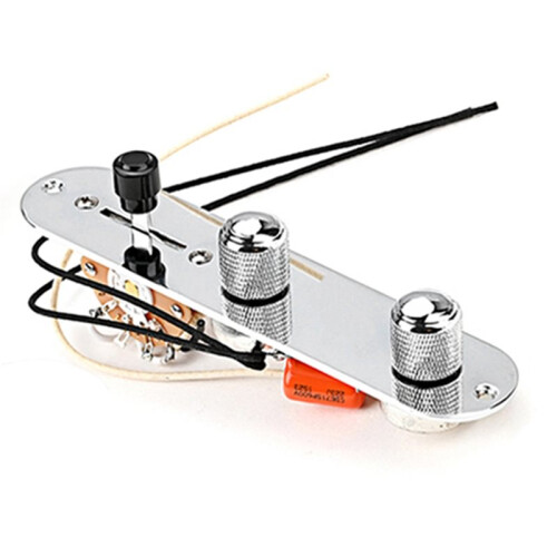 Para Tele Telecaster Piezas de Guitarra Placa de Control Cableada Cromada 3 Vías Placa de Control Precableada con Arnés Interruptor 2