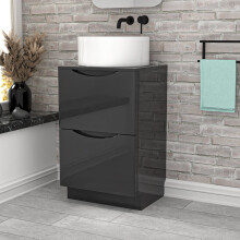 500mm Anthracite Freestanding Vanity With Worktop and 420mm Round Basin
