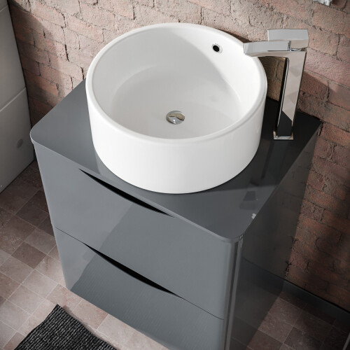 NES Home 600mm Grey Freestanding Vanity With Worktop and 420mm Round Basin 2