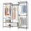 (Black) 174cm 4 Rail Wire Garment Rack with 8 Shelves 1