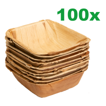 100x viereckige Schale aus Palmblatt Größe 14 cm x 14 cm