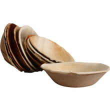 100x Runde Schale aus Palmblatt Größe 12,5 cm