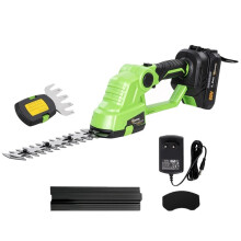 Tagliasiepi a batteria 2 in 1, con doppia lama e caricabatterie.
