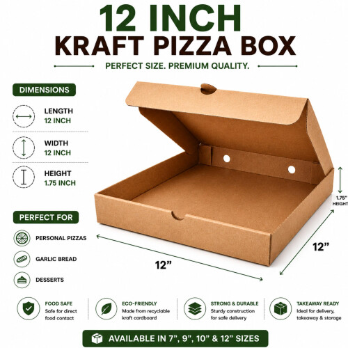 FR Enterprises Pizza Boxes — Lightweight Food Boxes— Plain Pizza Style Postal Bo 1