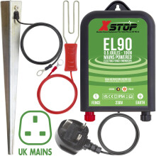 XSTOP 230v Mains Powered Electric Fence Energiser EL90 10Km Range, 0.5 Joule Out