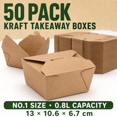 Signature Packaging Kraft Food Takeaway Box Disposable Container Rectangular, Re 1