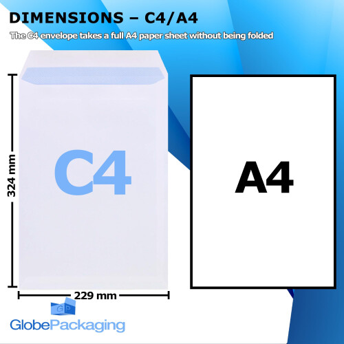 GP Globe Packaging 50 x C4 A4 White Window Self Seal Paper Envelopes (Size: 324x 1