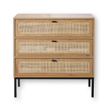 3-Drawer Chest with Rattan Front, 80 x 39 cm - JAYA