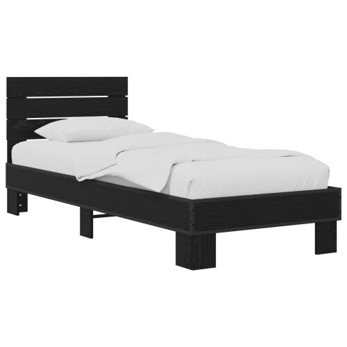 VidaXL vidaXL Bed Frame with Headboard Black Oak 80 x 200 cm Engineered Wood