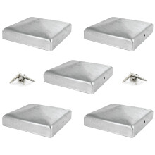 IRONTITE 5 Pack Metal Fence Post Caps 4x4 Galvanised, Newel Post Cap Fence Topp