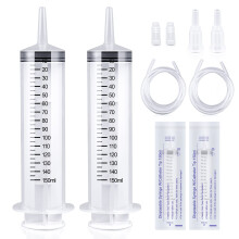 2 Pack 150ml Large Syringe with 100cm Tube, Plastic Syringes without Needle, for