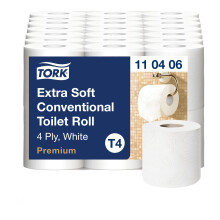 Tork Extra Soft Conventional Toilet Paper Roll White T4, Premium, 4-ply, 42 x 15