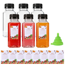 ARubyForest Juice Bottles 6 Pack 8oz/ 250ml Shot Bottles with Lids Transparent M