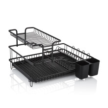 Swan Stealth 15 Plate Dish Rack with Removable Cutlery Holder, Drip Tray, Space