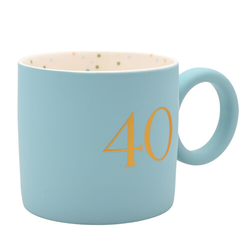 Celebrations 40th Birthday Mug Blue with Gold Number and Round Handle 1