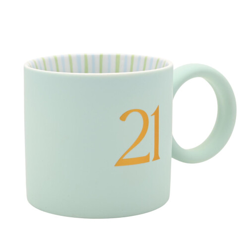 Celebrations 21st Birthday Mug Blue with Gold Number and Round Handle 1