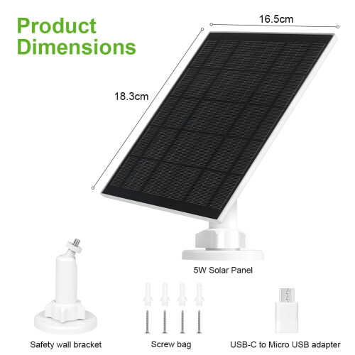 URAQT 5W Solar Panel for Eufy Camera, IP65 Waterproof, 3M /9.8ft 1