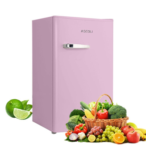 ASCOLI Retro Mini Fridge 85L, Compact Refrigerator, Under Counter Fridge, Direct
