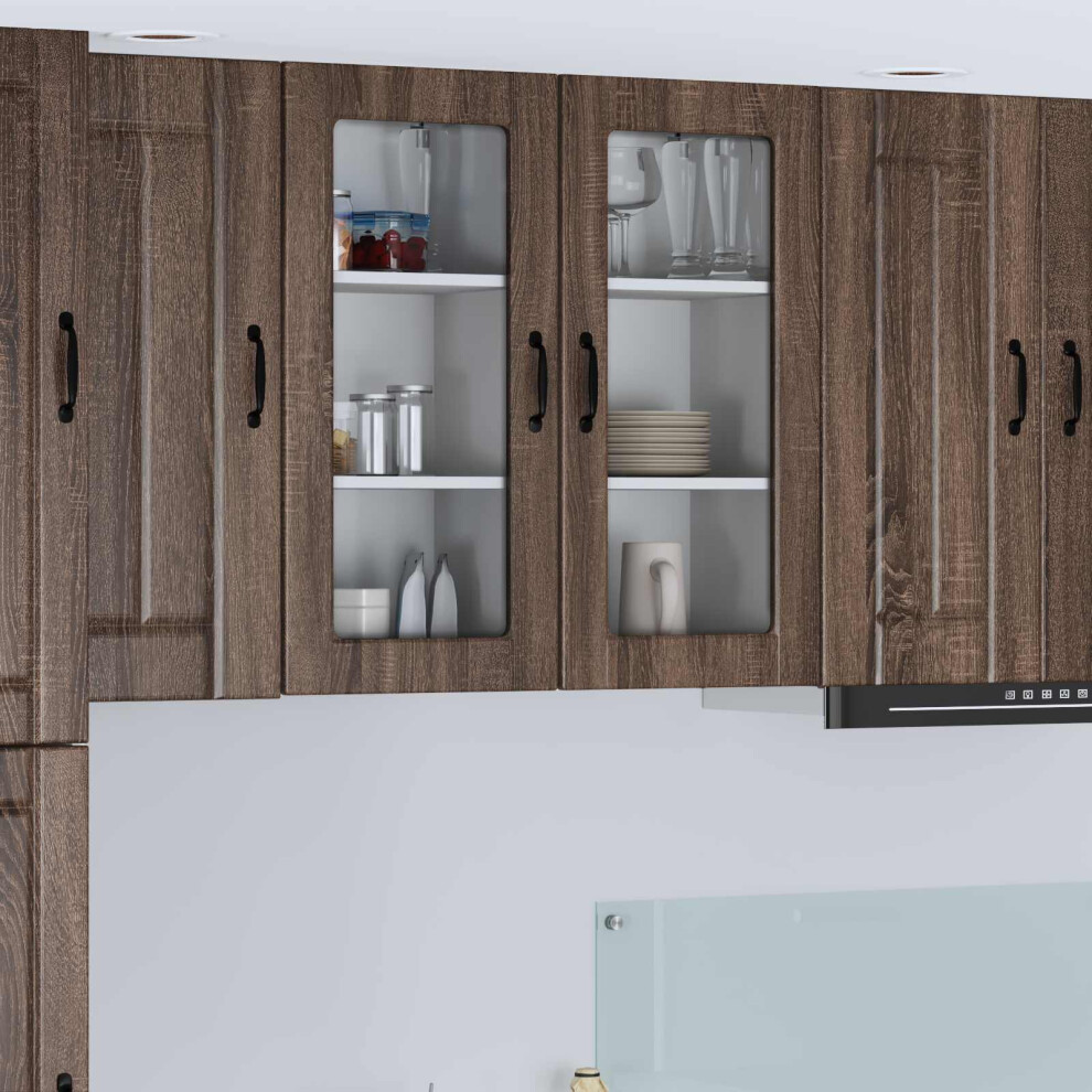 Vidaxl Wall Glass Cabinet Lucca Brown Oak 40 X 31 X 80 Cm 8721359458701