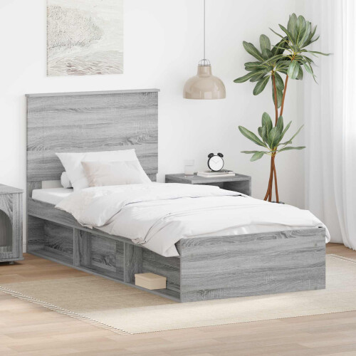 VidaXL vidaXL Bed Frame Grey Sonoma 90 x 190 cm Solid Pine Wood