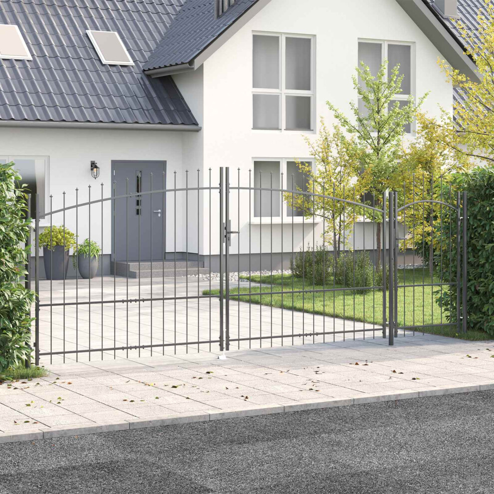Vidaxl Garden Gate With Lock Woerden Grey 175 X 500 Cm Steel