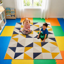 (160x230cm (Large Area Rug), Brio) BedLooms Crystal Printed Rugs - Soft Pile Non Slip Carpet for Living Room Bedrooms UK