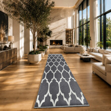 (80x300cm (Long Runner), Ava Grey) BedLooms Crystal Printed Rugs - Soft Pile Non Slip Carpet for Living Room Bedrooms UK
