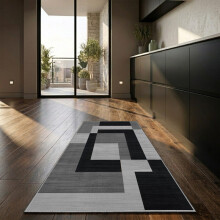 (80x150cm (Kitchen Mat), Milo Black Grey) BedLooms Crystal Printed Rugs - Soft Pile Non Slip Carpet for Living Room Bedrooms UK