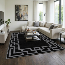 (200x290cm (Extra Large Rug), Nico Black) BedLooms Crystal Printed Rugs - Soft Pile Non Slip Carpet for Living Room Bedrooms UK