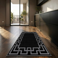 (80x150cm (Kitchen Mat), Nico Black) BedLooms Crystal Printed Rugs - Soft Pile Non Slip Carpet for Living Room Bedrooms UK